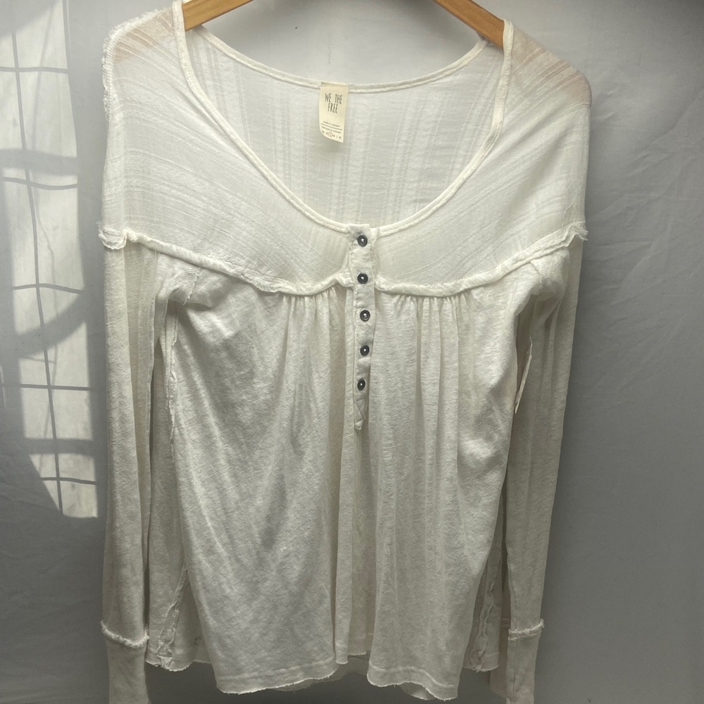 We The Free Cream Button-Front Blouse